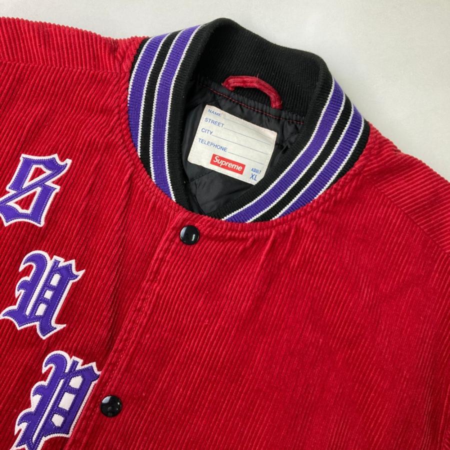SUPREME シュプリーム スタジャン 中綿 コーデュロイ レッド系 XL
