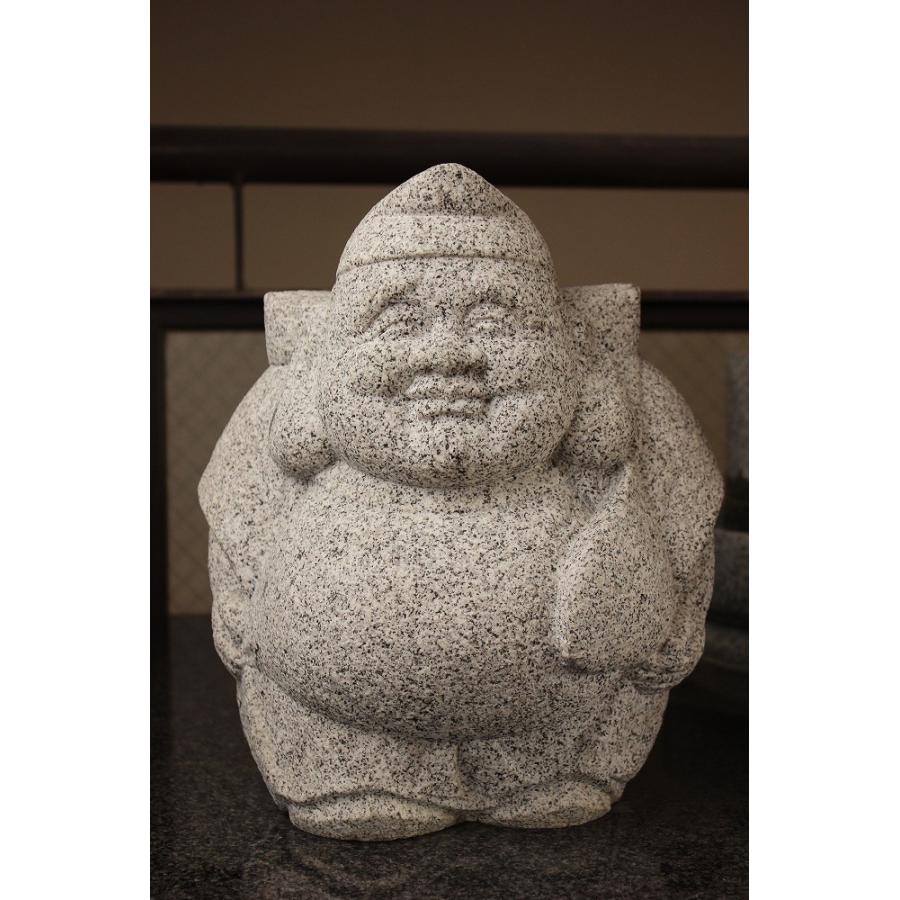 かわいい恵比寿えびす様 置き物 石像オブジェ 国産みかげ石製 H30cm