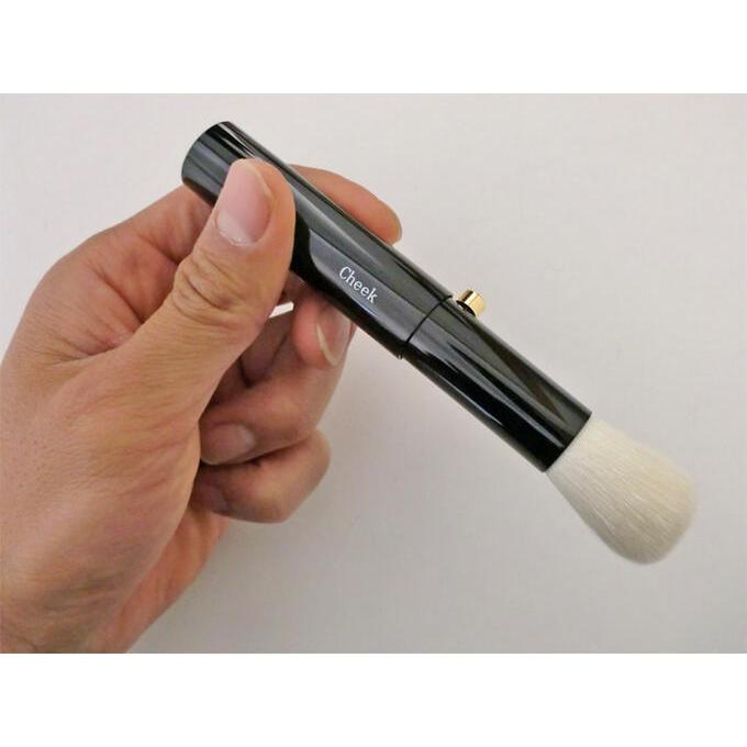 竹宝堂 熊野筆 メイクブラシ 携帯用 スライド式 チークブラシ 山羊(細