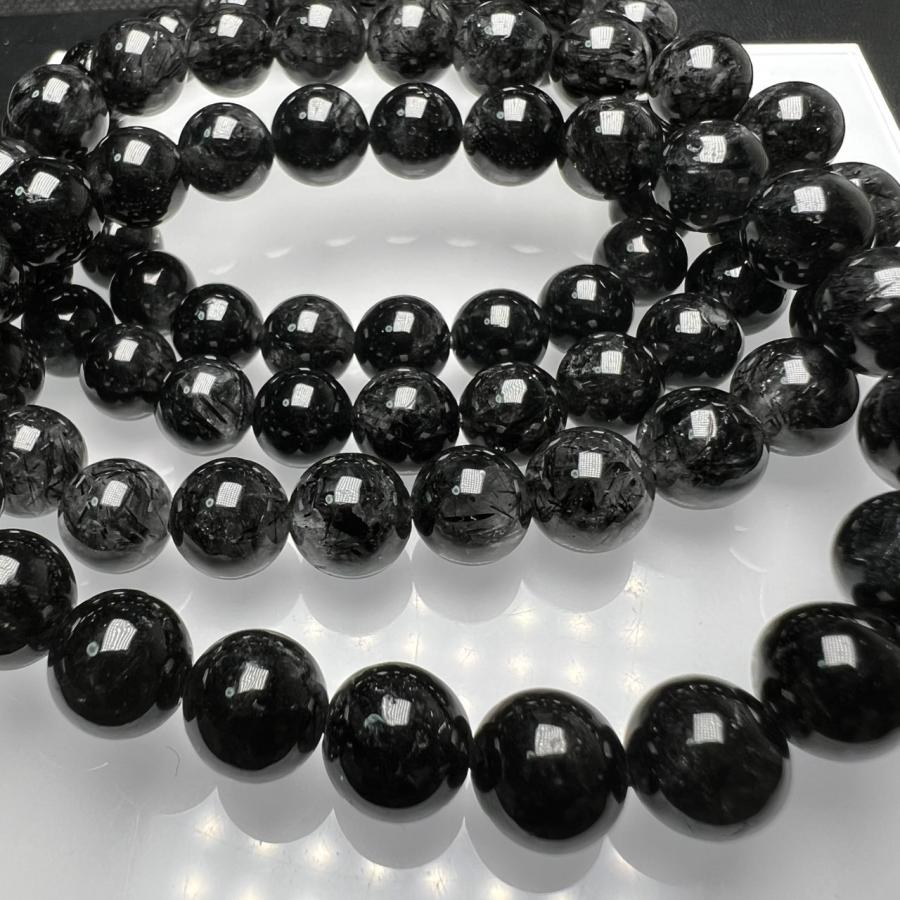 ブラックルチルクォーツ 8mm 1連分 ブレスレット2本セット 天然石