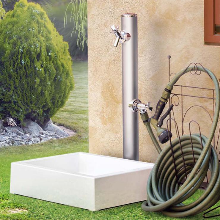 立水栓 水栓柱 2口 前澤化成 マエザワ MELS 丸形アルミ水栓柱 下取出し