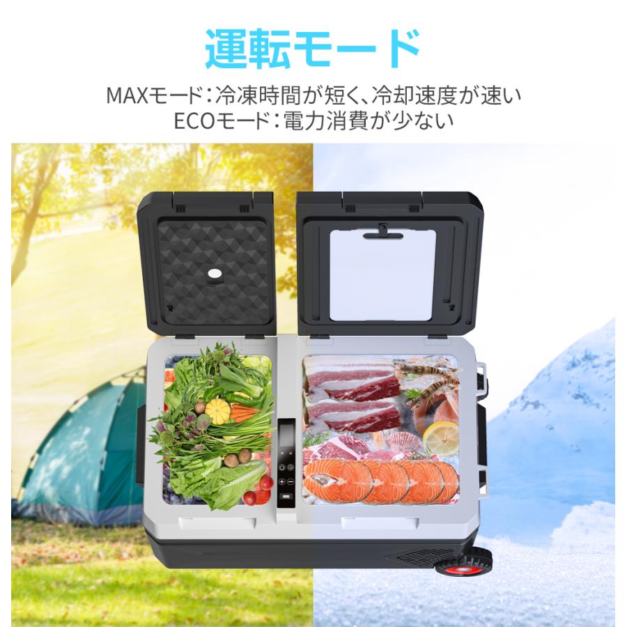 SUNPIE ポータブル冷蔵庫 車載冷蔵庫 2室 2枚ドア 42L 冷凍庫 -20~10度