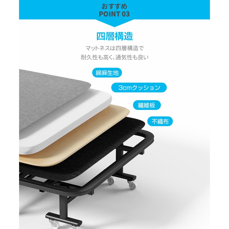 折りたたみベッド コンパクト シングル 四つ折り リクライニング