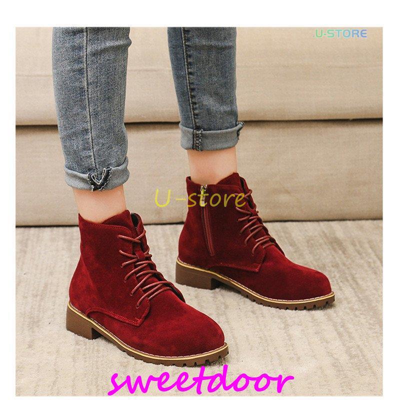 ショートブーツ レディース 編み上げ エンジニアブーツ 秋冬 スエード