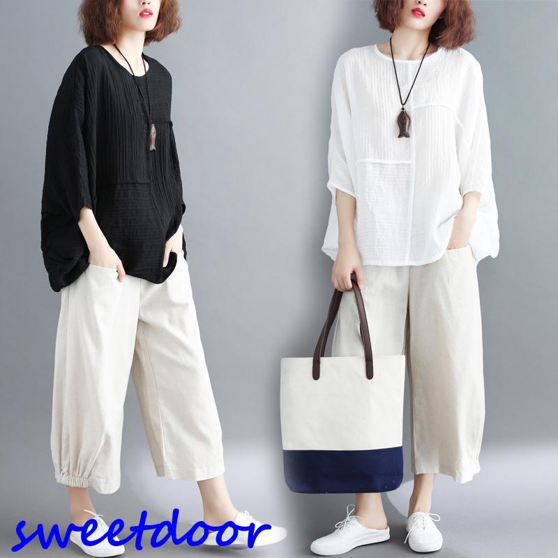 セットアップ 森ガール レディース Tシャツ ガウチョパンツ 九分丈