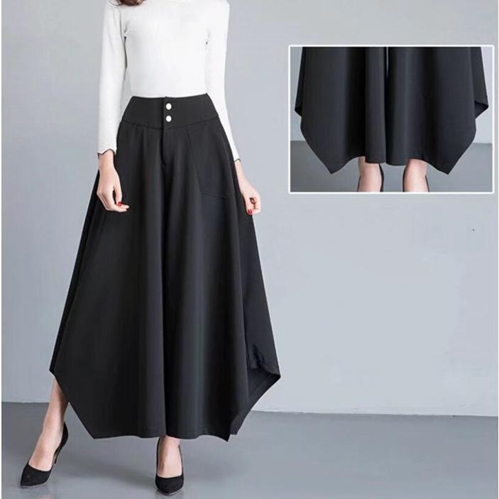 ジョンスメドレー】ガウチョパンツ ベルト付 ワイド 黒 コットン