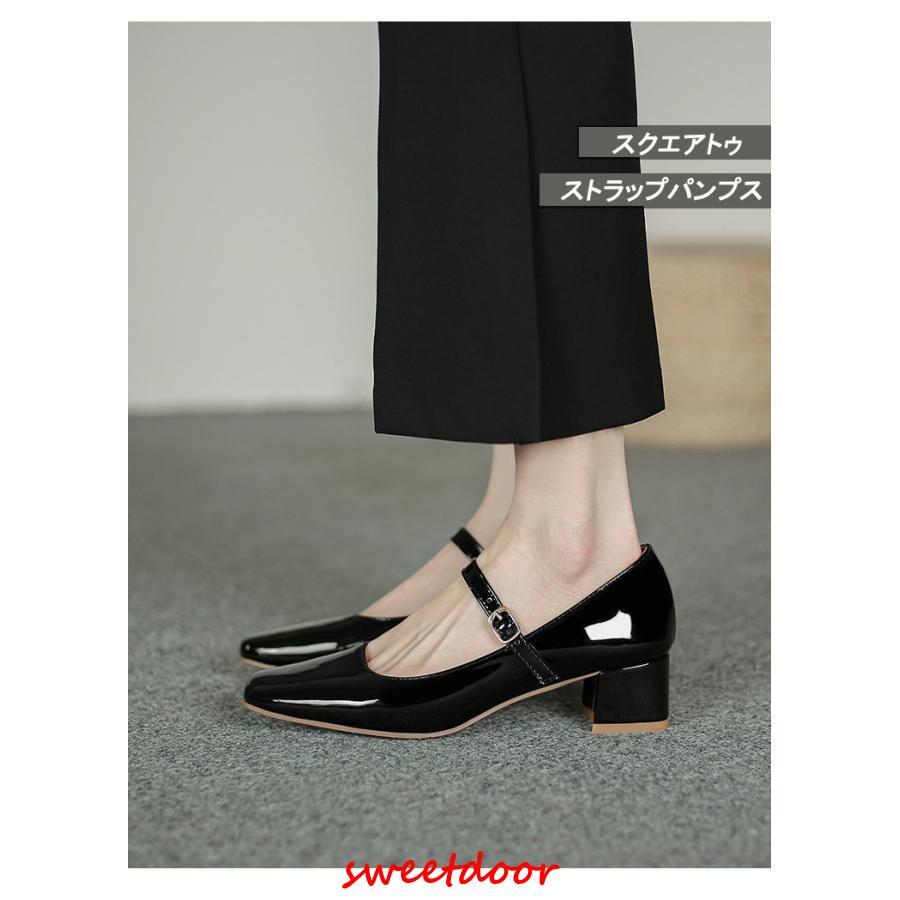 ストラップパンプス メリージェーン 痛くない 歩きやすい ローヒール