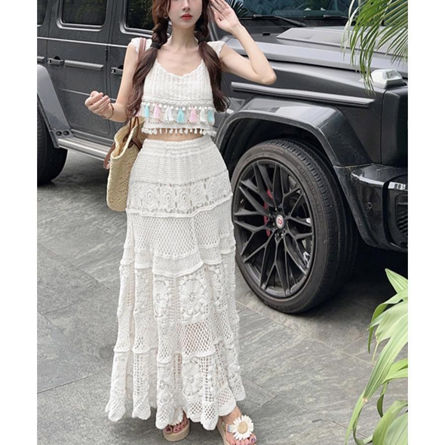 クロシェ編みセットアップ ボヘミアン夏服 : SWEET DOOR - 通販