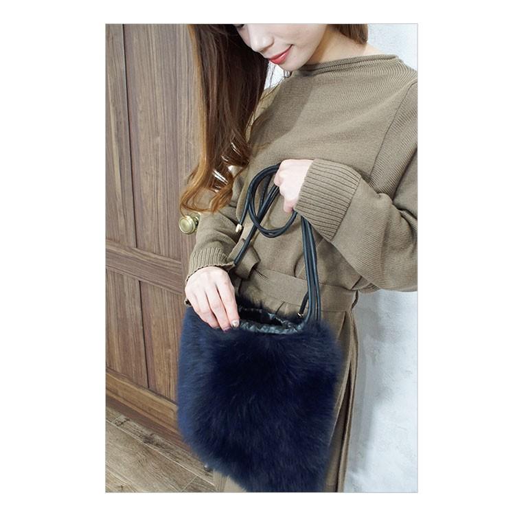 フォックスファー巾着バッグ リアルファー フォックス ポーチ