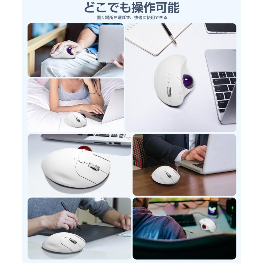 トラックボール ワイヤレスマウス Bluetooth+2.4GHz ボール ダブル