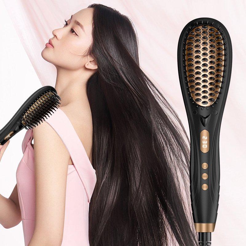 ヘアアイロン ヘアブラシ マイナスイオン ヒートブラッシ ストレート