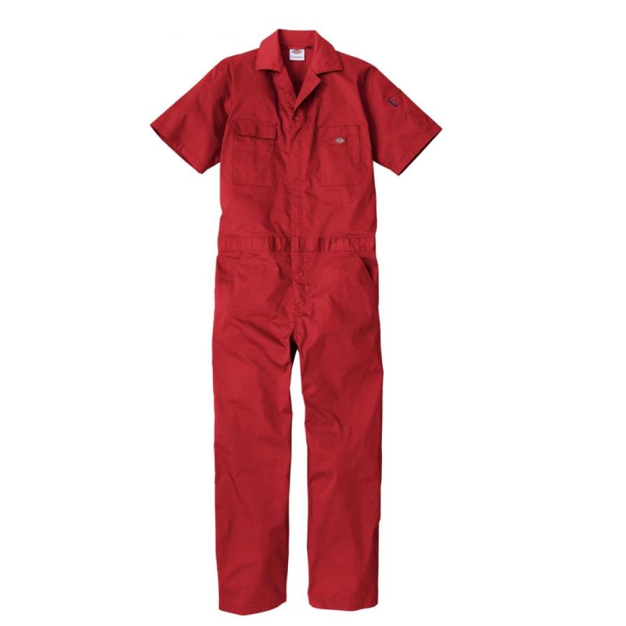 Dickies（ディッキーズ） ライトT/Cストレッチ 半袖ツナギ レッド XXL