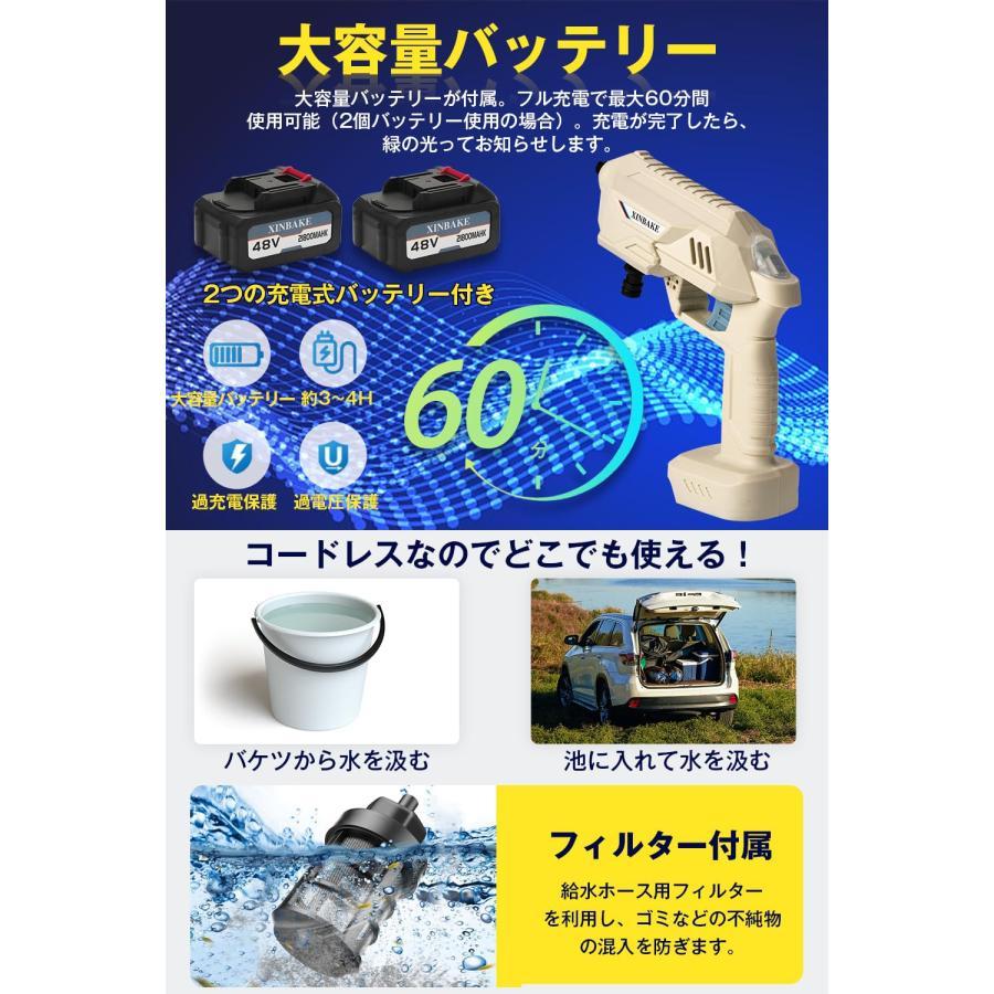 高圧洗浄機 コードレス 充電式 48v 最大吐出圧力7MPa 残量表示 6in1