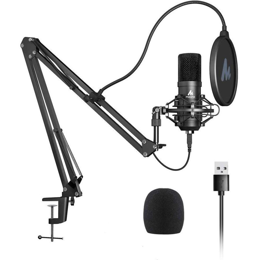 MAONO USBコンデンサーマイク PC コンデンサーマイク 高音質 アーム