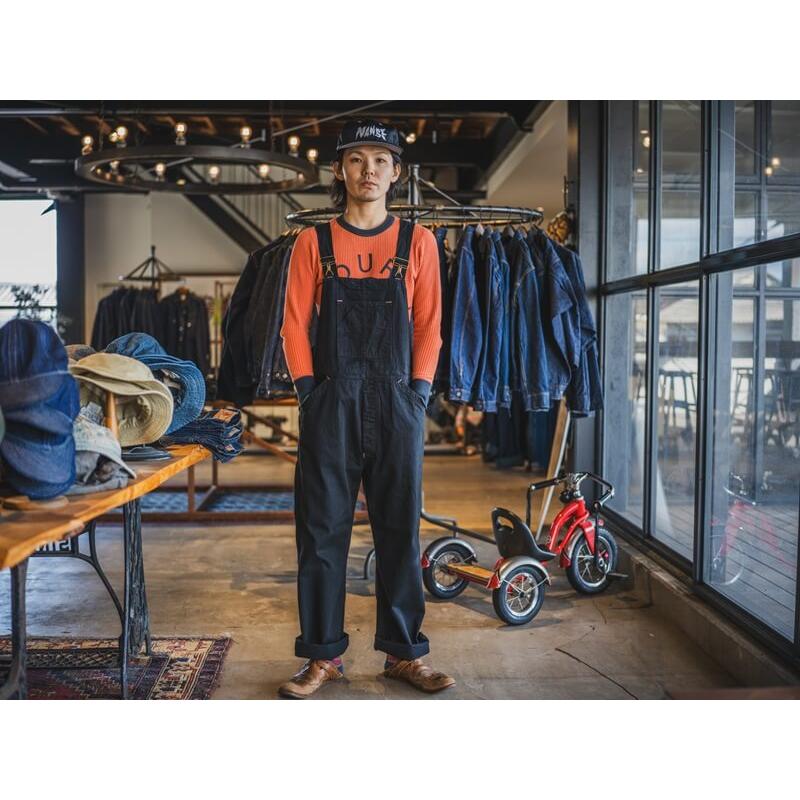 TCBジーンズ ボス オブ ザ キャット オーバーオール ブラックデニム