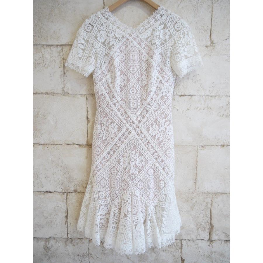 タダシ ショージ TADASHI SHOJI 白レース 半袖 フレアー ワンピース