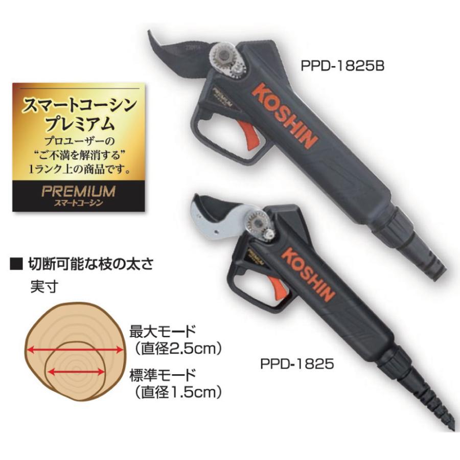 PPD-1825B 工進 充電式 剪定はさみ バイパス刃 18V 2.5Ah バッテリー2