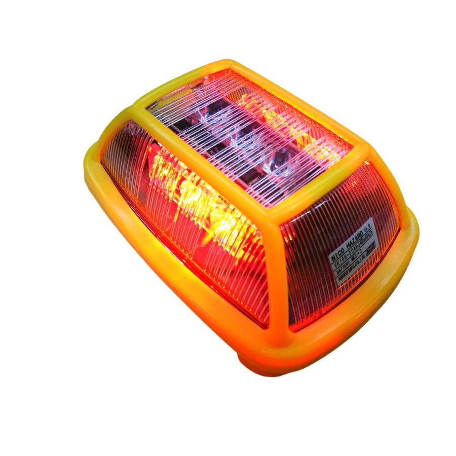 電子発炎筒 ニコハザード 赤 3面発光 LED 警告灯 電池式 マグネット付