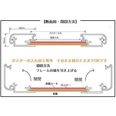 ポスターフレームCA111シルバー A1 屋外用 前面開閉式 ポスターには