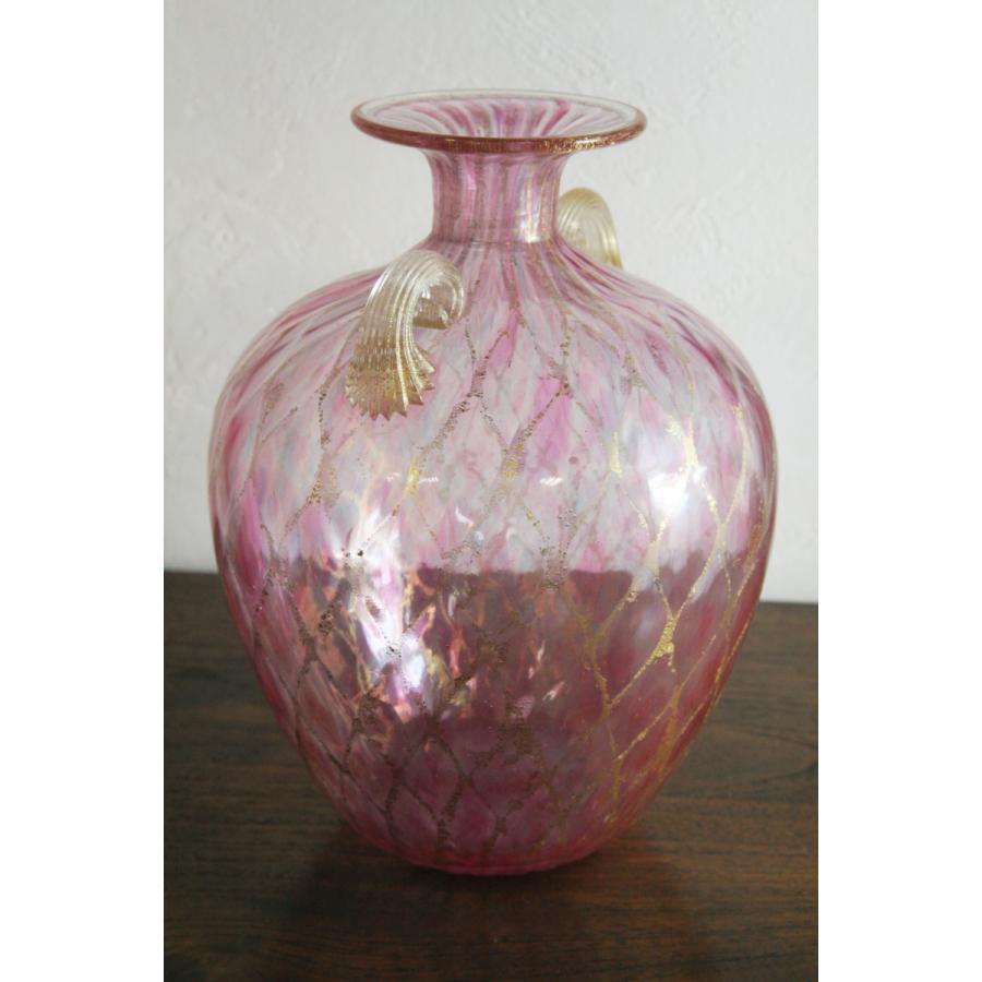 ベネチアングラス製 ベネチアガラス 花瓶 ／ 壺 - 金箔・エナメル彩色