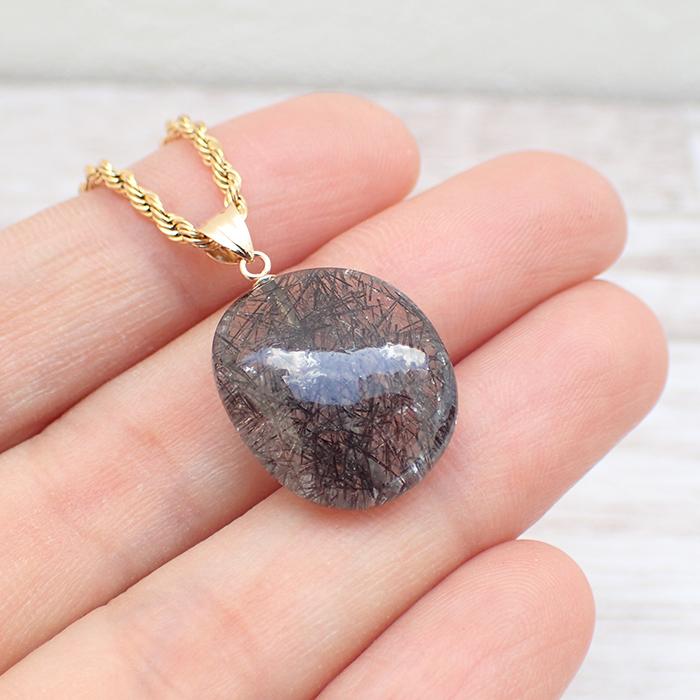 22 ブラックルチル K18 ペンダントトップ ネックレスお仕立て対応可