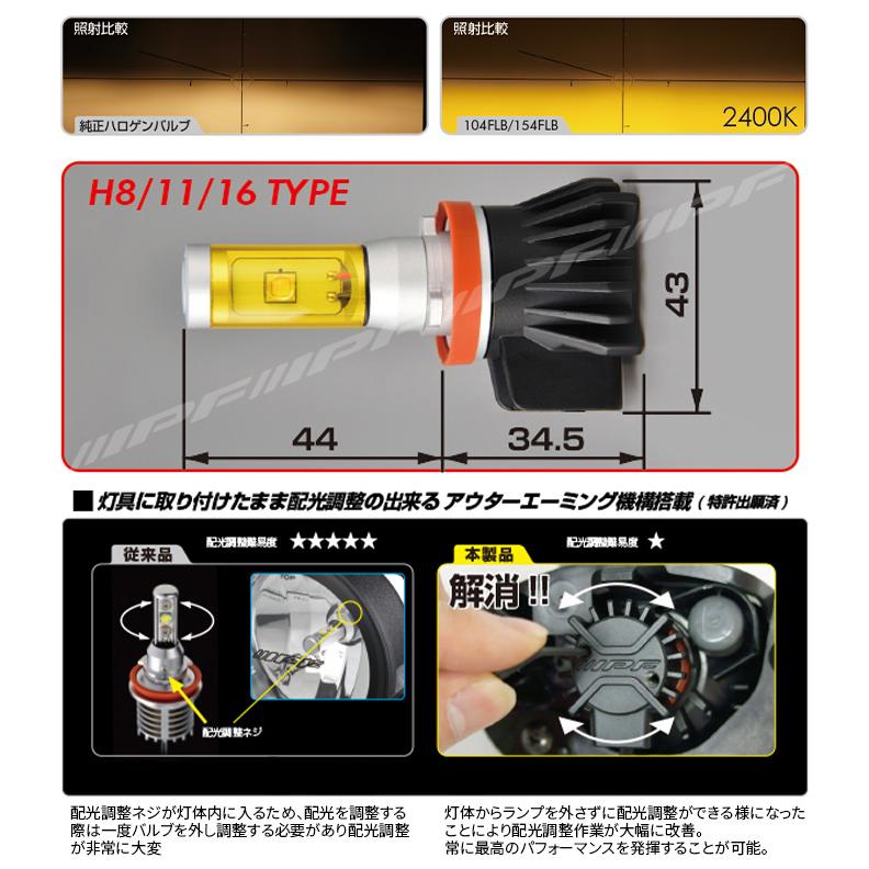 IPF LED フォグランプ コンバーションキット 2400K H8 H11 H16