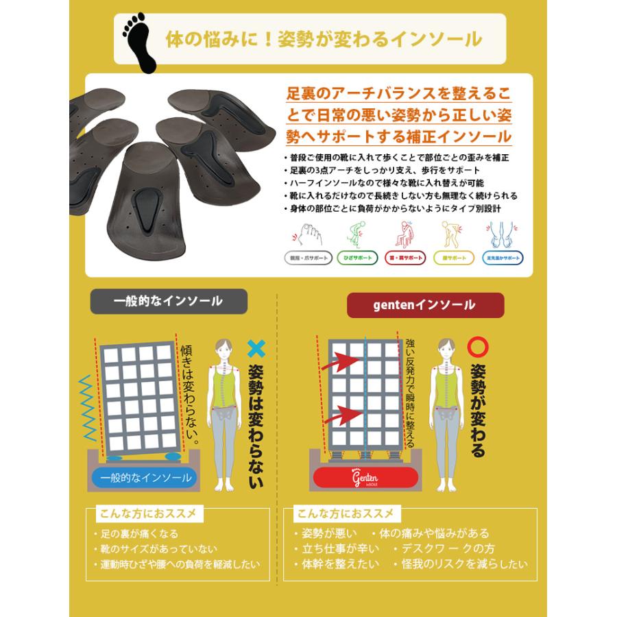 リフレ ゲンテン インソール S/M/L 21.5〜28.5cm 姿勢補正 足裏アーチ