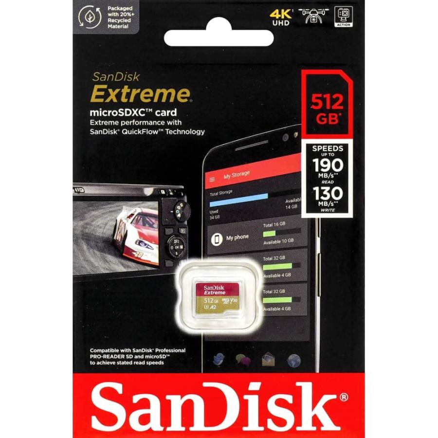 SanDisk SDSQXAV-512G-GN6MN Extreme microSDXCメモリカード