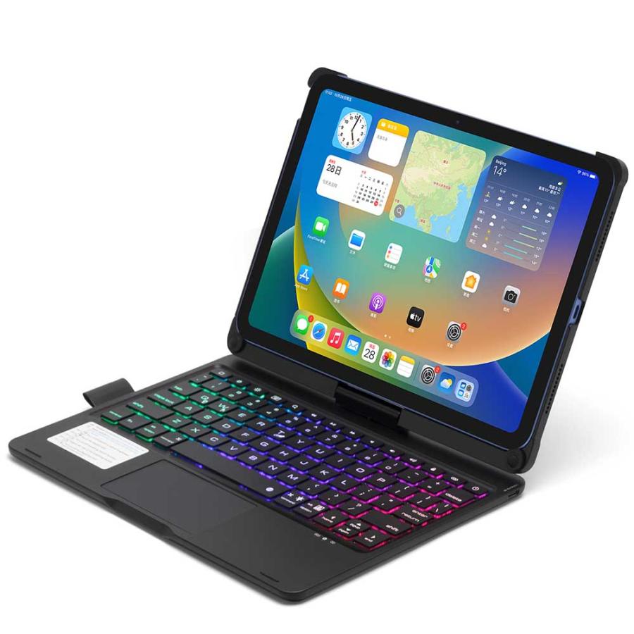 アイパッド iPad / A16 第10世代 用 キーボード付ケース 360度回転 7色