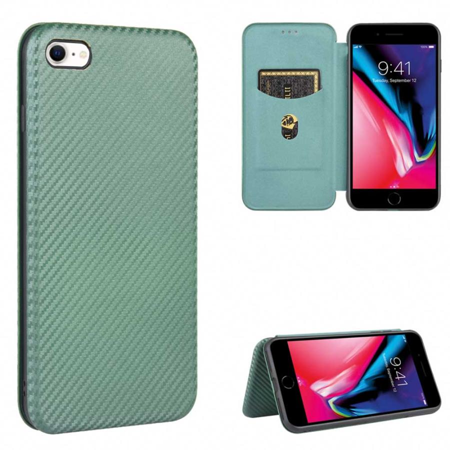 iPhone SE2 SE3 iPhone7/8 4.7inch 手帳型 カーボンファイバー 炭素