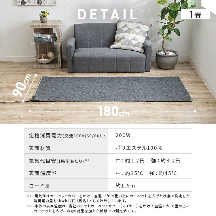TEKNOS（テクノス） ホットカーペット 1畳 本体 180×90 電気カーペット