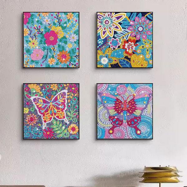 ラインストーンビーズ フル ダイヤモンドアート 刺繍キット 20cm 蝶