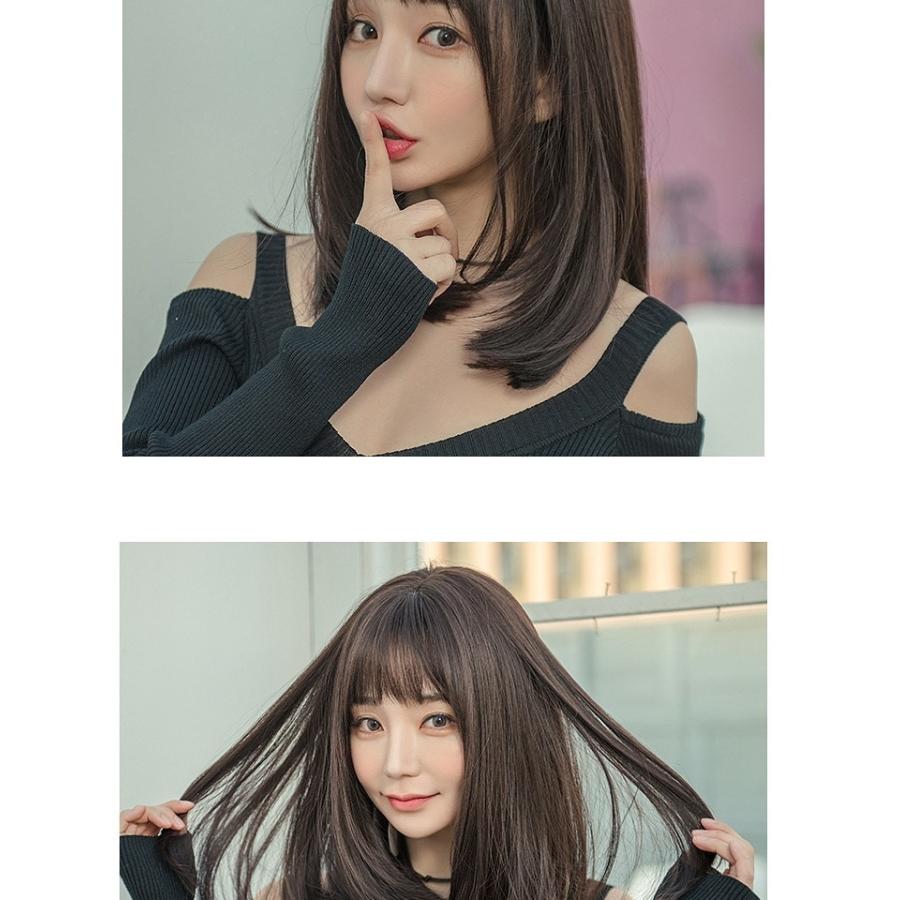 セミロング ダークブラウン フルウィッグ ウィッグ かつら レディース