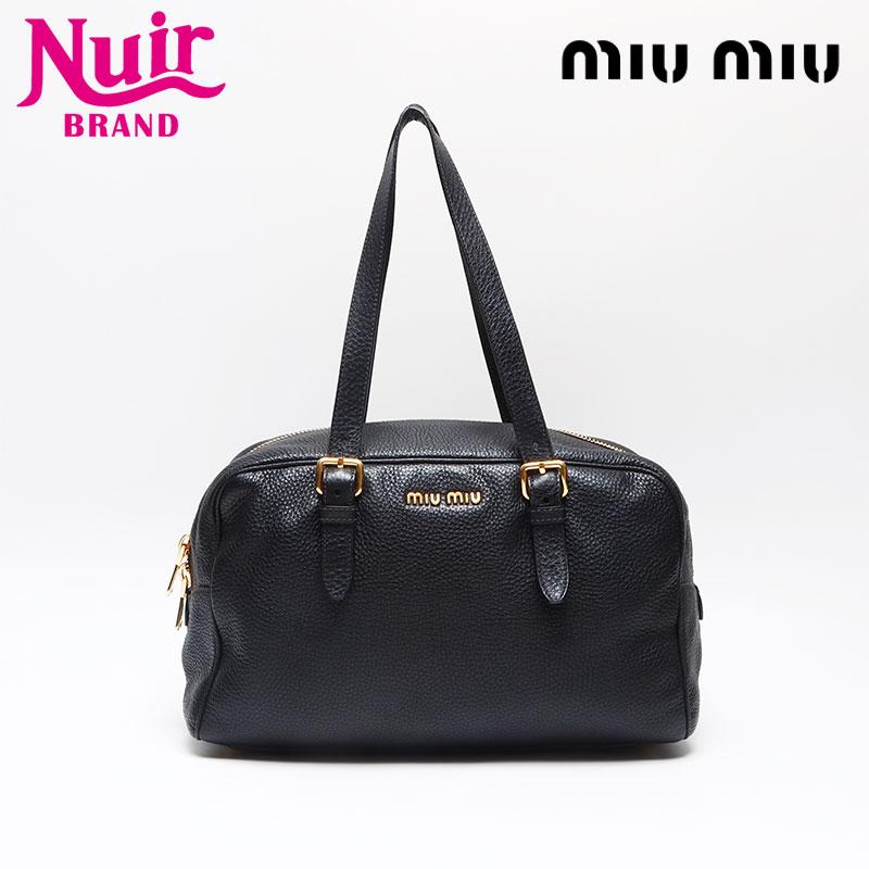 ミュウ Miu ショルダーバッグ レザー ミニボストン ブラック : NUIR