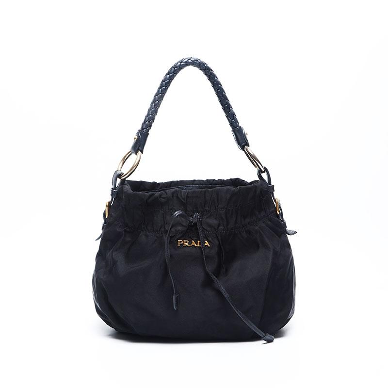 PRADA（プラダ） ショルダーバッグ ナイロン ロゴ リボン ブラック