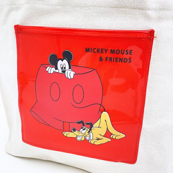 ディズニー ミッキー&プルート トートバッグ レッド CATCH ME シリーズ