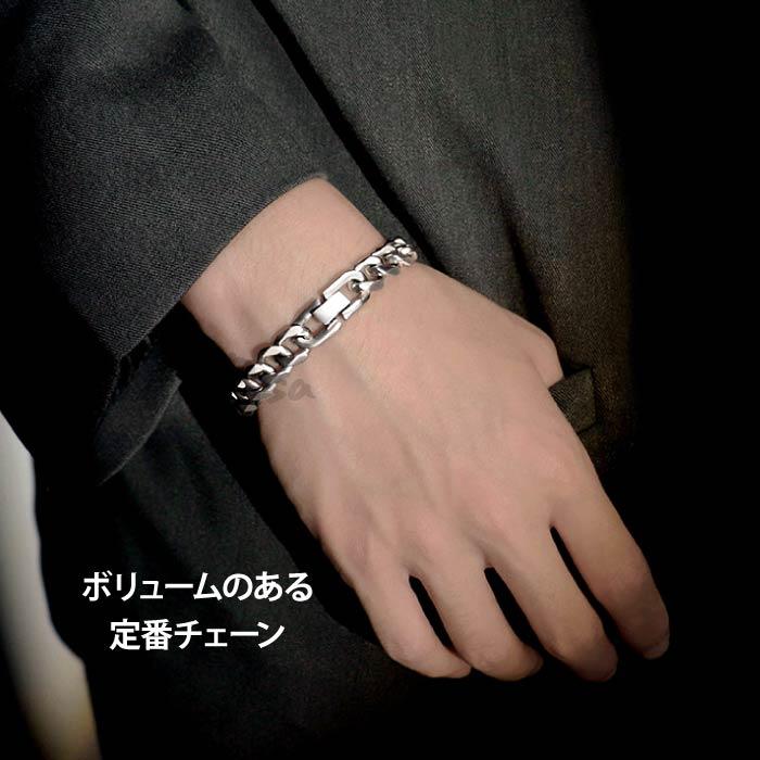 Risa（リサ） ブレスレット 喜平チェーン 太め 中折れ式 幅 6-12mm
