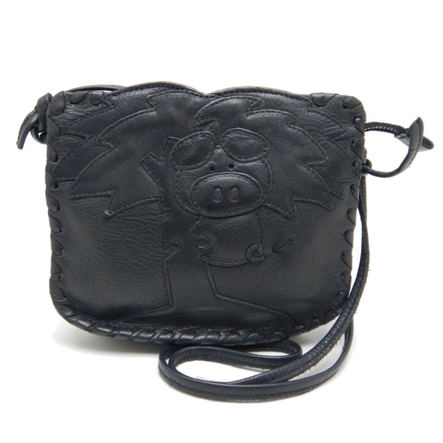 IBIZA（イビサ） ショルダーバッグ レザー 黒 ブラック 豚 pigモチーフ