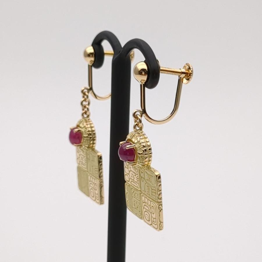 池田啓子 AKコレクション イヤリング K18 5.9g ルビー スクエア 磨き済