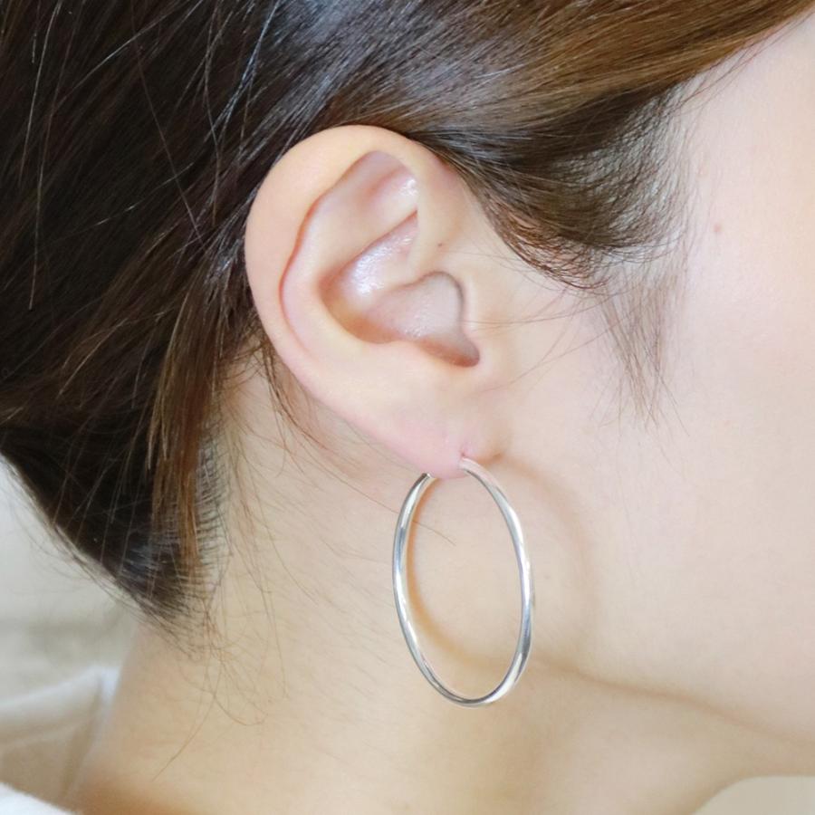 4センチビッグフープピアス シルバー925製 ワンタッチポスト 簡単着脱