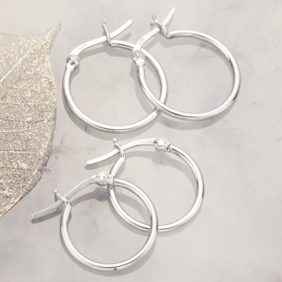 フープピアス レディース メンズ シルバー925 外径18mm 20mm シンプル