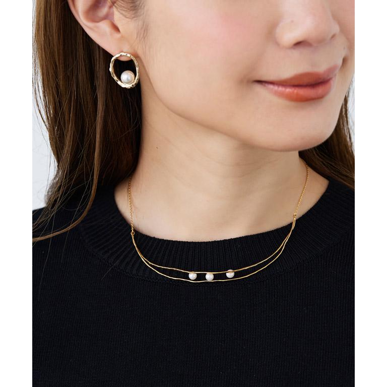 Pierrot（ピエロ） ネックレス チョーカー ゴールド パール オシャレ