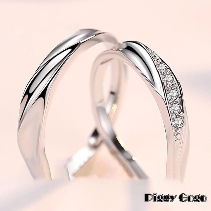 指輪 メンズ レディース czダイヤ ウエーブ 波型 贅沢5粒 サイズフリー