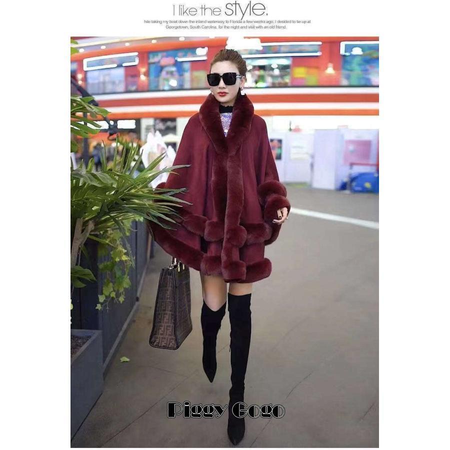 アウター フード付きポンチョ マント ボレロ ファーコート ファー 襟