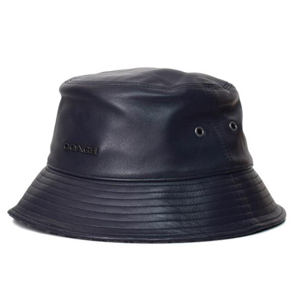 COACH（コーチ） 帽子 レザー コットン シグネチャー ロゴ バケット