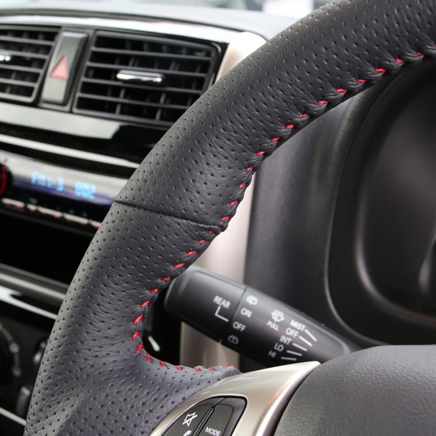 純正エアバッグ対応【レッドステッチ】LUNAオールレザーステアリング