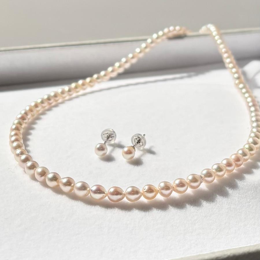 アコヤ真珠 ベビーパールネックレスセット(ピアス/イヤリング) 4-4.5