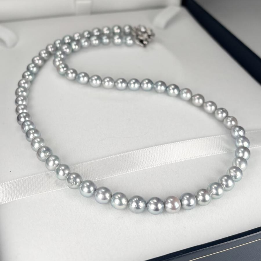 アコヤ真珠 シルバーグレーネックレス コバルト処理 6-6.5mmラウンド