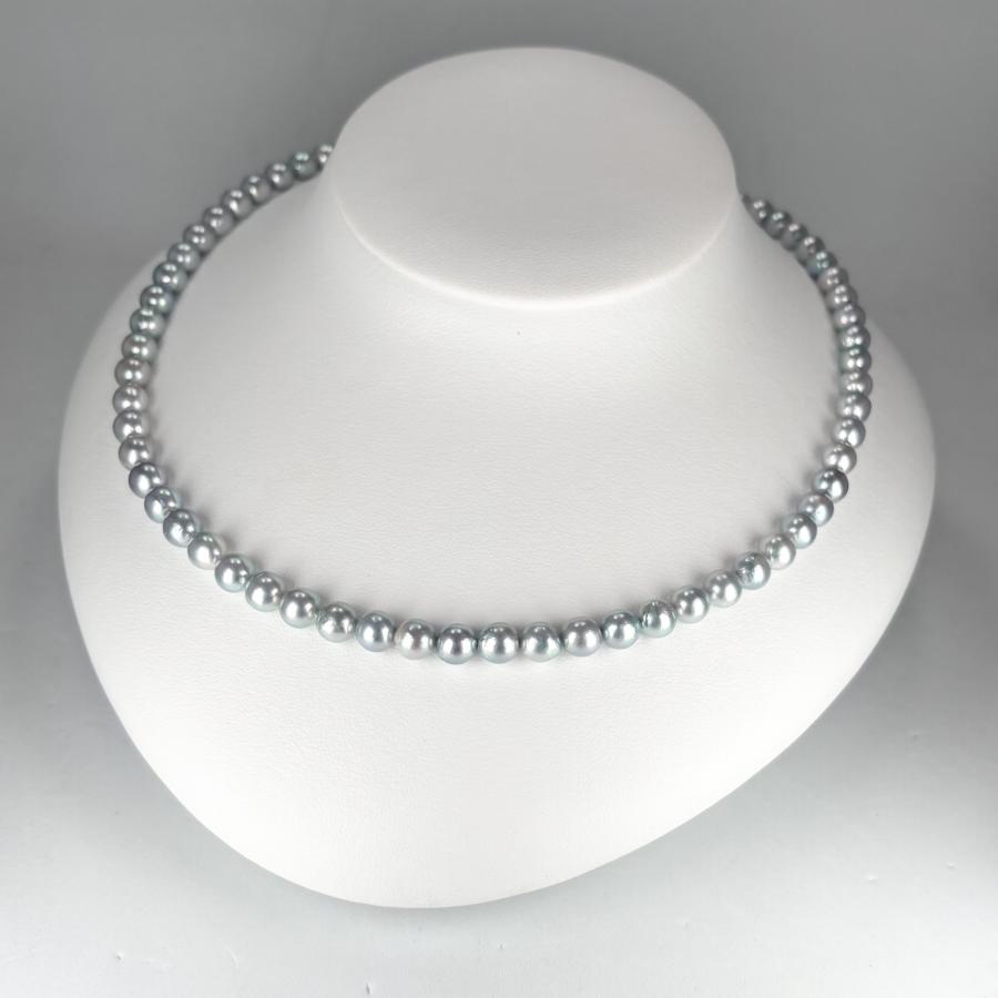アコヤ真珠 シルバーグレーネックレス コバルト処理 6-6.5mmラウンド