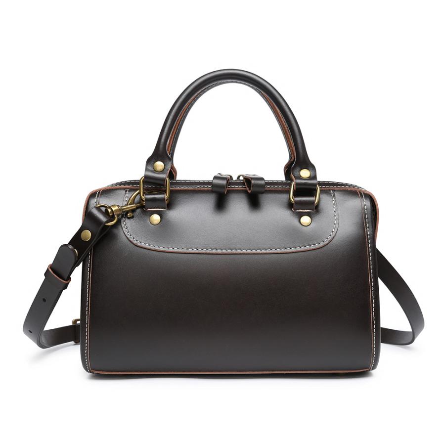 ボストンバッグ ミニボストン ダークブラウン ハンドバッグ レザー 本